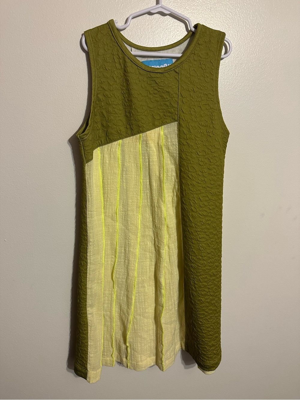 Lanoosh Olive Green + Yellow Stripe Sleeveless Dress - Picture 1 of 7